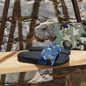 Valentino Blue Camo Star Rubber Slides